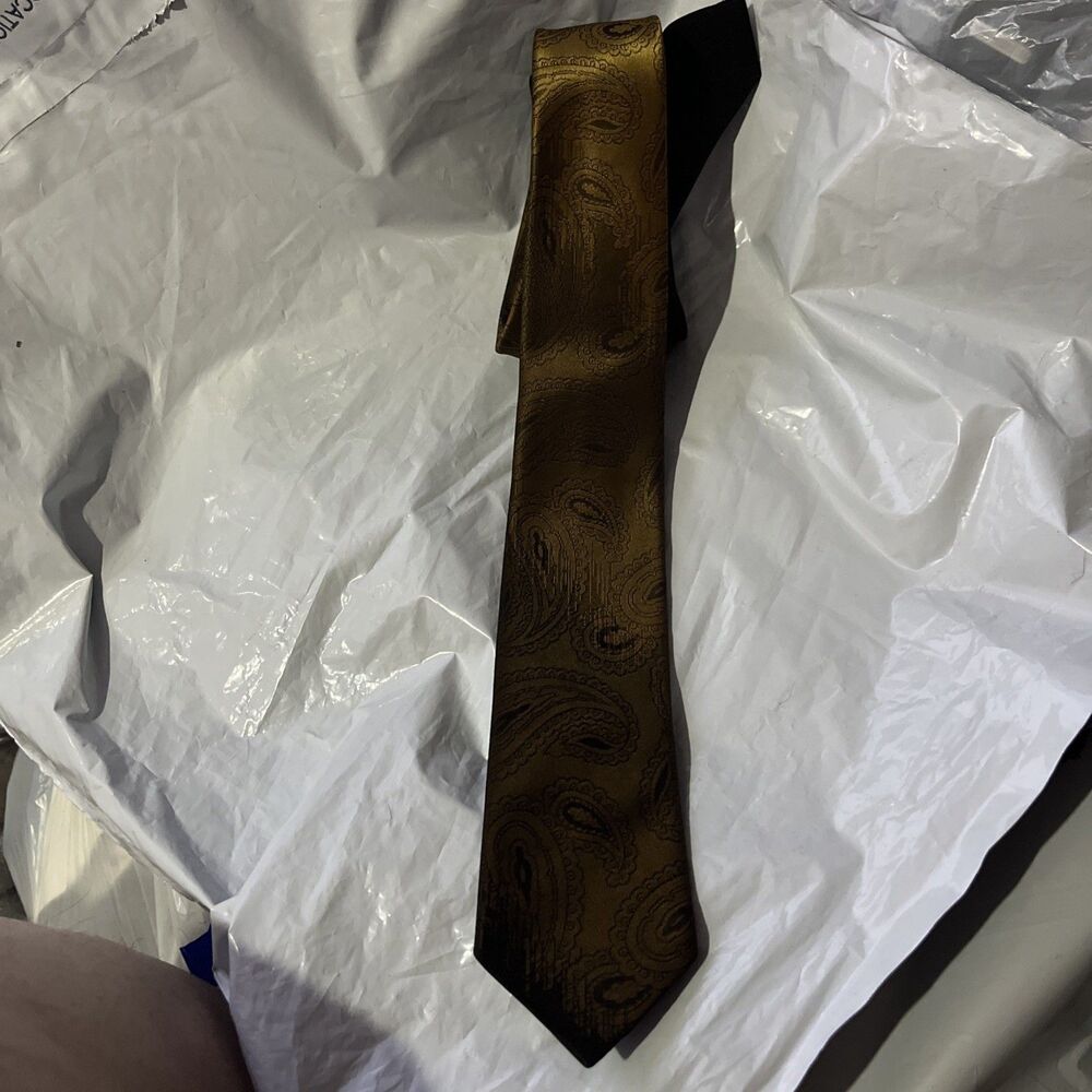 Wembly of Wemlon Men Tie Striped Brown Paisley For Brown Olive or Black Suit